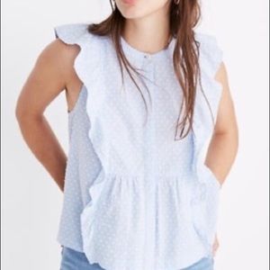 COPY - Madewell Swiss-Dotted Ruffle Top